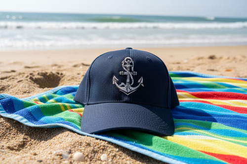 Navy blue cap with an anchor